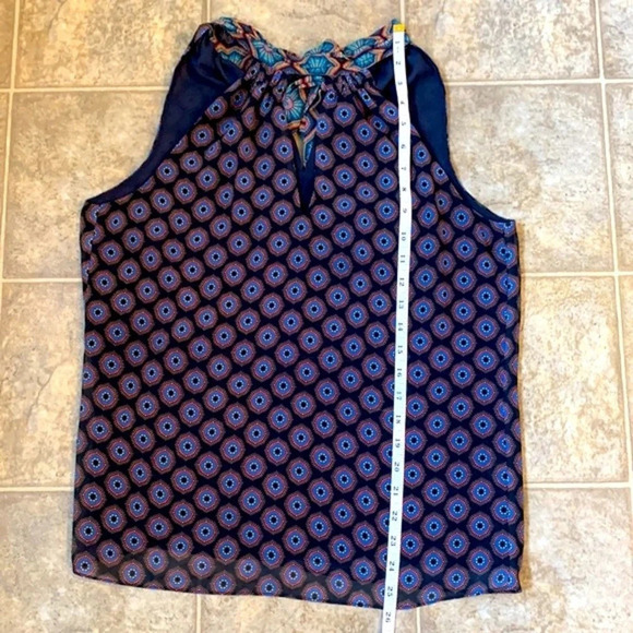 Ramy Brook Medallion Printed Lula Neck tie Sleeveless Top Blue Small - Picture 9 of 12